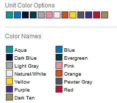 Unit Colors Available for Comfort XL Restroom